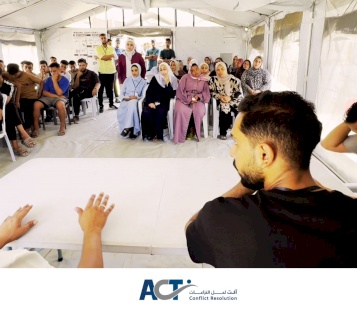 بدعم من مؤسسة ACT سفراء جسور الحوار ينفذون أربع ورش توعوية في مخيمات النزوح بقطاع غزة